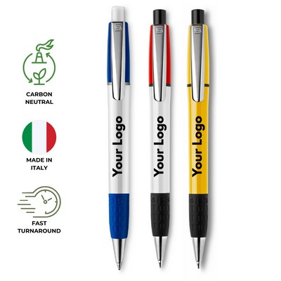 Florence Plastic Pen with Rubber Grip Carbon Neutral Made in Italy