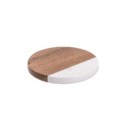 Acacia Wood and Marble Coaster