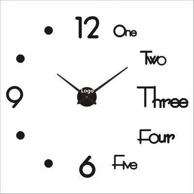Frameless DIY Wall Clock for Living Room Decor 51"