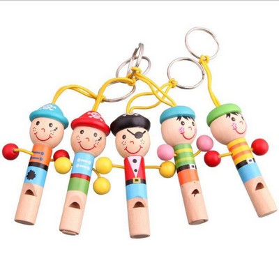 Cartoon Whistle Wood Keychain
