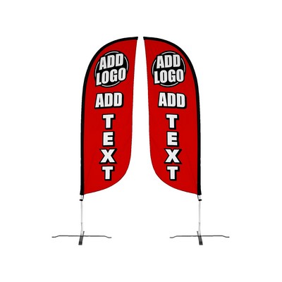 Custom Double Sided 8' Feather Flag w/ X-Stand Pole Set