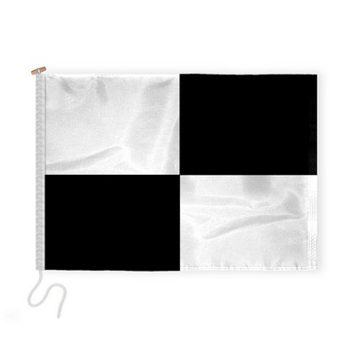 2.5'x3.3' 1ply Nylon Black and White Beach Safety Flag includes Sleeve with Rope & Toggle– Printed