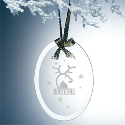 Beveled Jade Glass Ornament - Oval