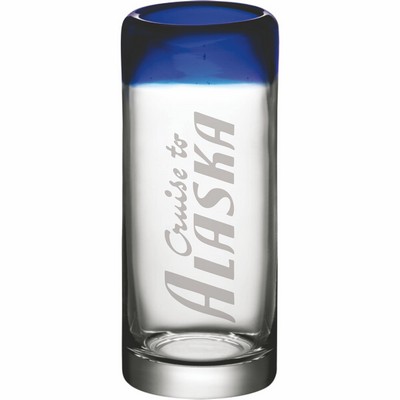 Laser Engraved Acopa Tropic 3 oz. Shooter Glass with Blue Rim