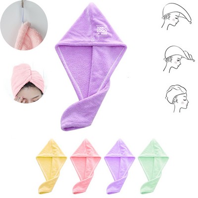 Quick-Dry Microfiber Hair Drying Towel w/Button