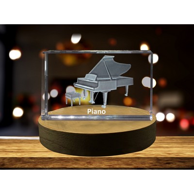 Piano Flute 3D Engraved Crystal Trophy Award