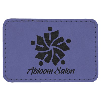 Rectangle Engraved Patch with Adhesive, Purple Faux Leather, 3" x 2"