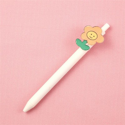 Click Action Retractable Ballpoint Pen Plate Clip Flower Shape