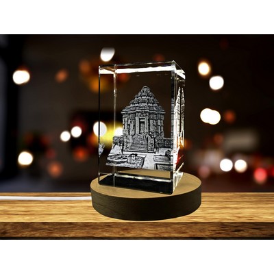 Konark Sun Tower 3D Engraved Crystal Trophy Award w/LED Base Light