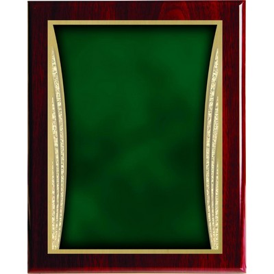 Rosewood Piano Finish Plaque with Green Showtime Brass Plate, 9 x 12"