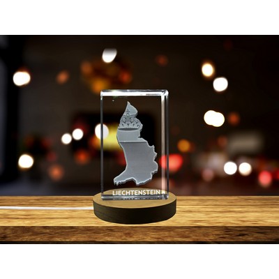 Liechtenstein 3D Engraved Crystal Trophy Award Keepsake Gift with LED Base – Recognition of Elegance