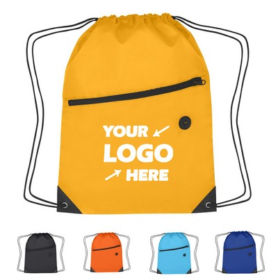 Drawstring Backpack With Zippered Pocket