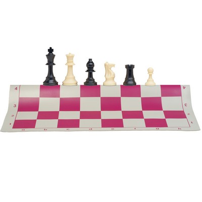 Tournament Chess Set, 20" Vinyl Board, 34 Pieces, King 3.75"