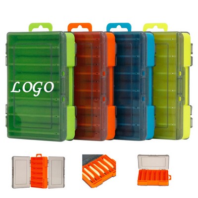 Two Sided 12 Compartments Fishing Lure Tackle Storage Box with Dividers
