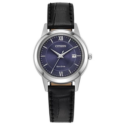 Citizen® Ladies' Classic Leather Strap Watch w/Blue Dial