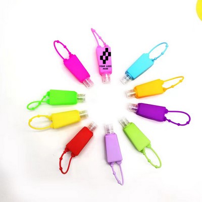 1oz Silicone Hand Sanitizer Holder Keychain w/ Empty Bottle