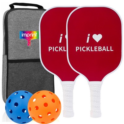 Fiberglass Pickleball Paddle Set With 2 Balls