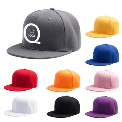 Adjustable Cotton Flat Brim Baseball Cap