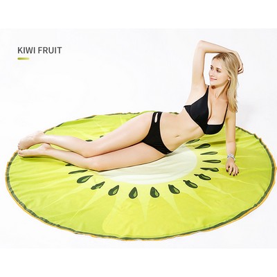63 x 63" Kiwi Fruit Shape Custom Shape Towel Soft Microfiber Beach Towels - One Side Printing