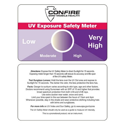 Plastic UV Exposure Safety Meter Card