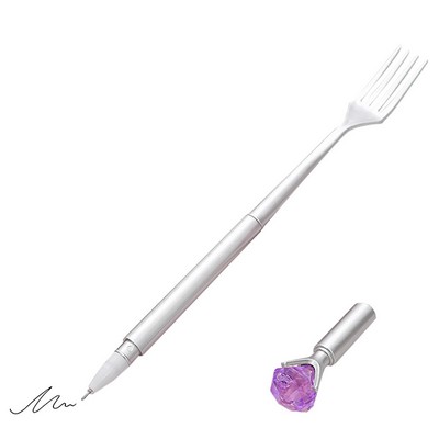 Fork Shaped Pen w/Diamond Cap