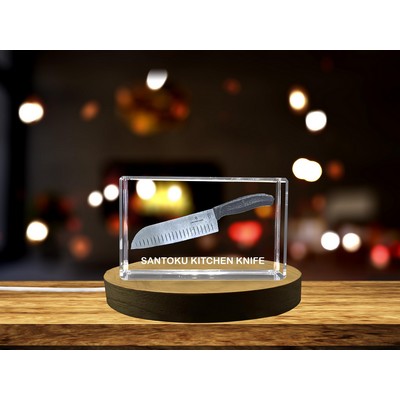 Santoku Kitchen Knife 3D Engraved Crystal Trophy - Culinary Art