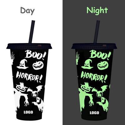 710Ml Halloween Plastic Luminous Color Changing Cup
