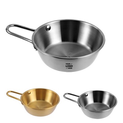 Stainless Steel Camping Bowl With Handle
