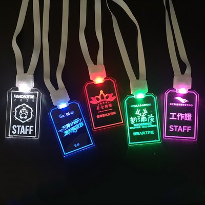 Custom Acrylic LED Luminous ID Card Badge w/ Lanyard