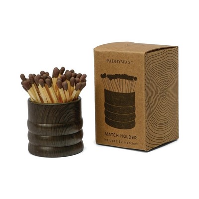 Grain Wood Match Holder - Dark Brown