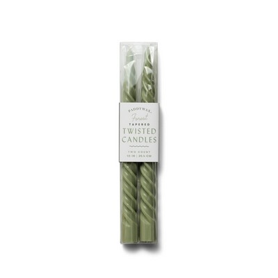 Twisted Taper 10" Forest Green Boxed Candles, 2 Per Pack