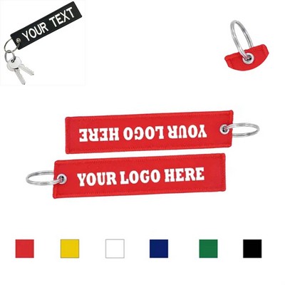 Personalized Embroidery Woven Key Tag