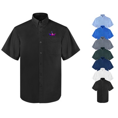 Men's Button-Down Woven Short Sleeve Twill Shirt