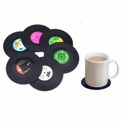 6Pcs/Set Retro Record Coasters Vinyl Placemats RetroVinyl Coffee Coasters Anti-Slip Insulation Pads