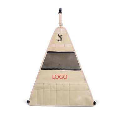 Canvas Triangle Hanging Storage Organizer Bag With Multiple Pockets