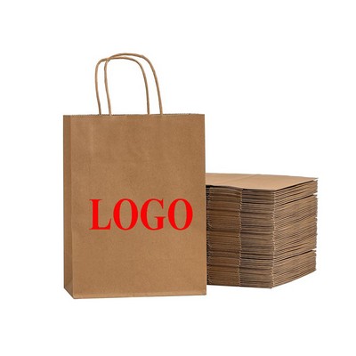 Custom 120GSM Brown Kraft Paper Retail Merchandise Gift Bag w/Handles