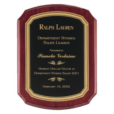 Rosewood Piano Finish Curve Corner Plaque with Border Plate