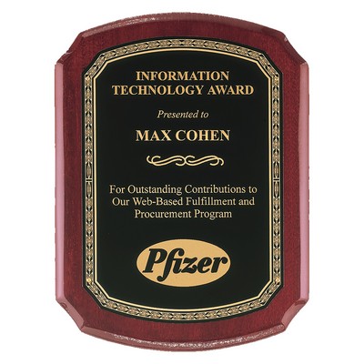 Rosewood Piano Finish Curve Corner Plaque with Border Plate