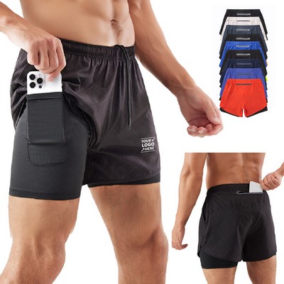 Men's Double Layer Quick Dry Running Shorts