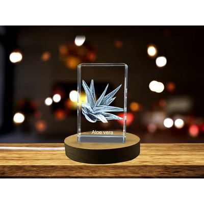 Living Aloe Vera Plant 3D Engraved Crystal Trophy Award