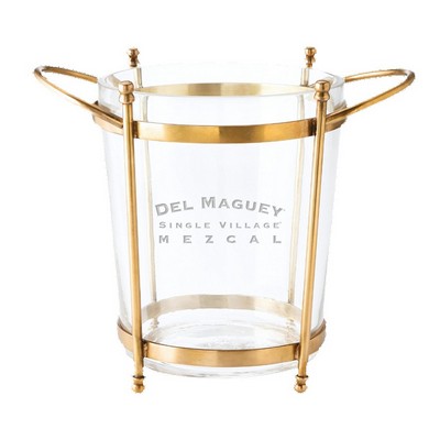 Antique Brass & Glass Champagne Bucket