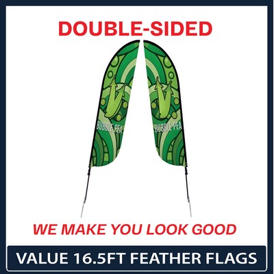 Value 16.5' Feather Flag - Double Sided w/Spike Base and Carry Bag