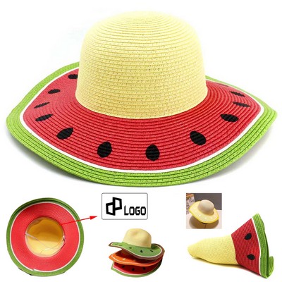 Kid'S Summer Watermelon Sun Protective Straw Hat