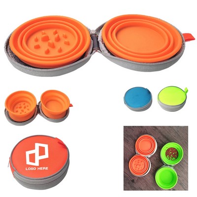 Foldable Travle Double Bowls