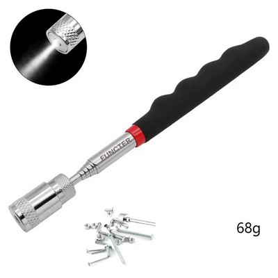 Retractable Magnetic Pickup Stick Magnetic Tool Stick W/ LED Light