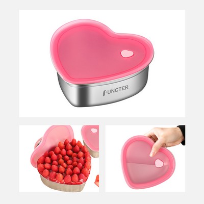 Heart Shaped Stainless Steel Food Storage Container 12 oz.