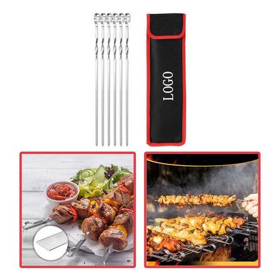 Premium 6PCS Stainless Steel Grilling Skewers Set