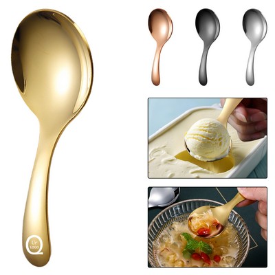 Stainless Steel Short Handle Round Spoon