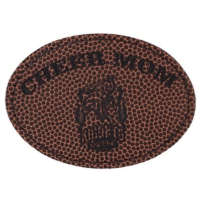 Oval Engraved Patch with Adhesive, Football Faux Leather, 3 1/2" x 2 1/2"