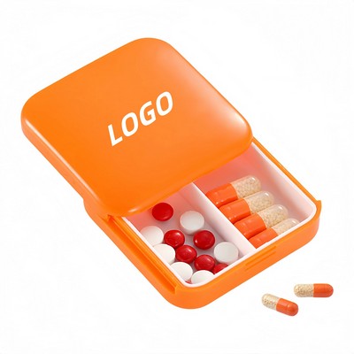 Mini Pill Box Push Pull 2 Compartment Pill Box